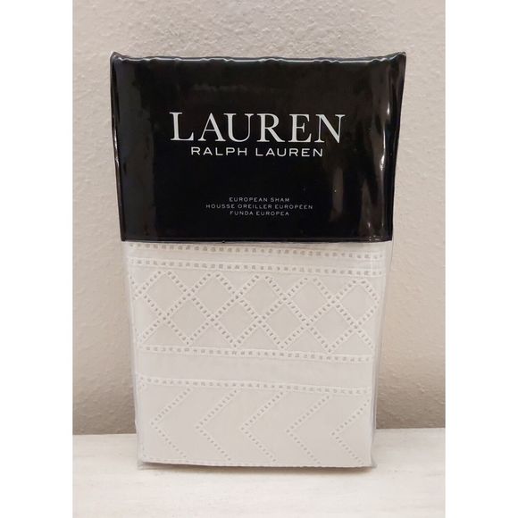Ralph Lauren WILLA HEMSTITCH Cream Cotton Euro European Pillow Sham 26"x26" - Picture 1 of 10
